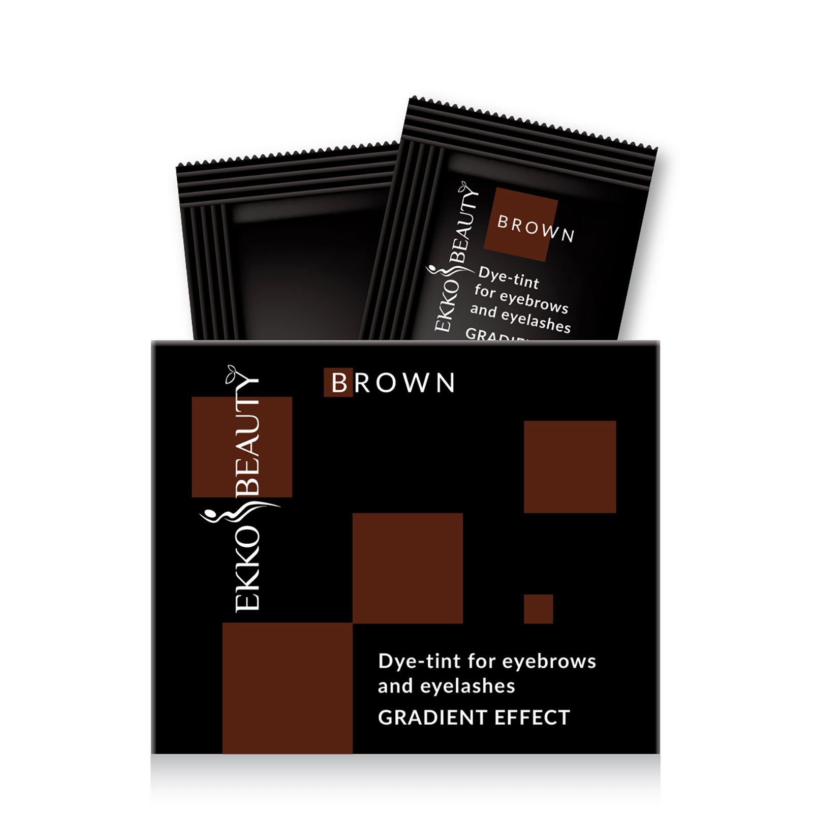 Фарба-тінт для брів та вій Ekko Beauty GRADIENT EFFECT, тон Brown, саше