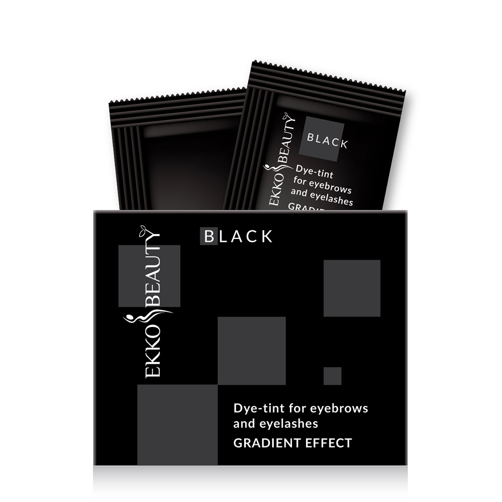 Фарба-тінт для брів та вій Ekko Beauty тон Black, саше