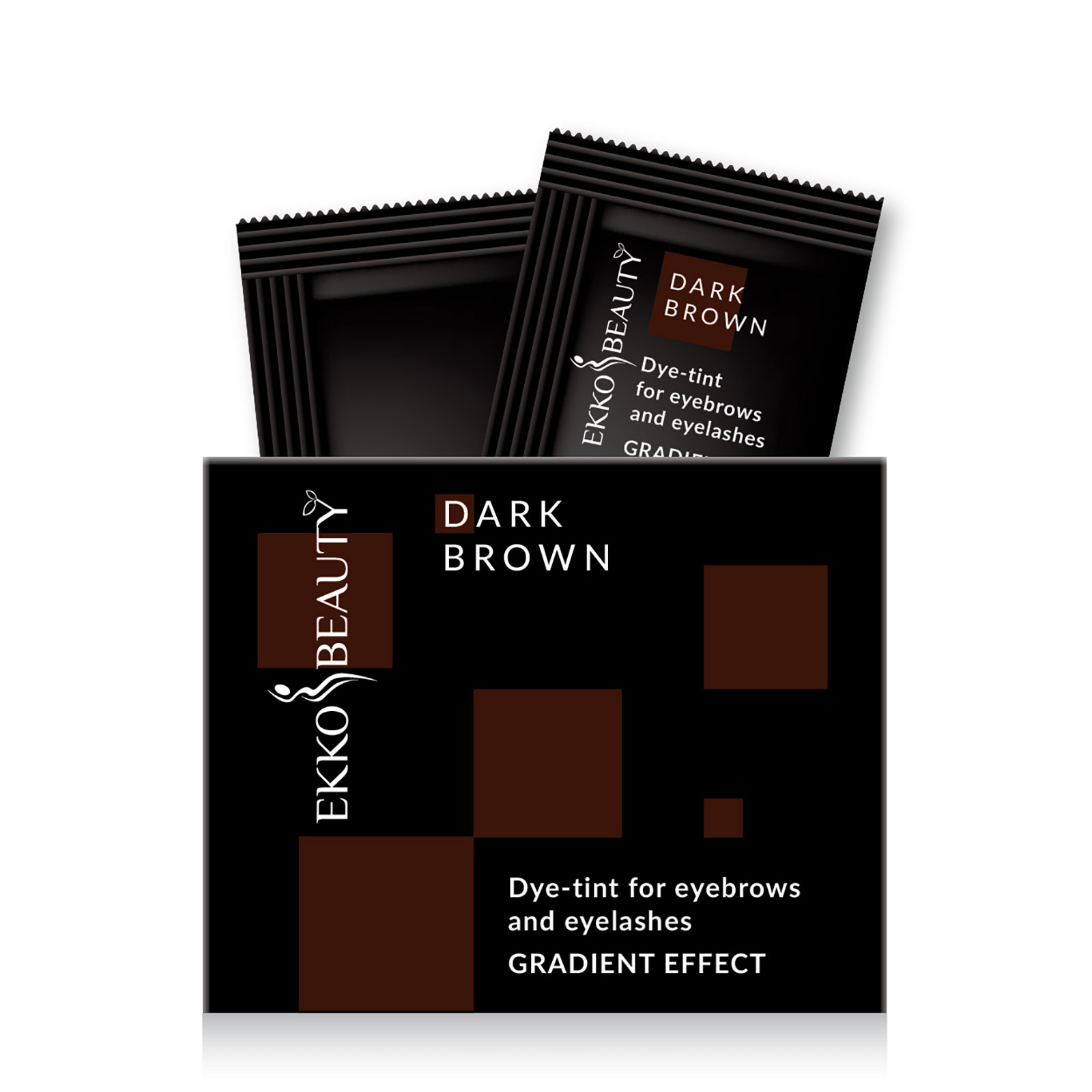 Фарба-тінт для брів та вій Ekko Beauty тон Dark Brown, саше