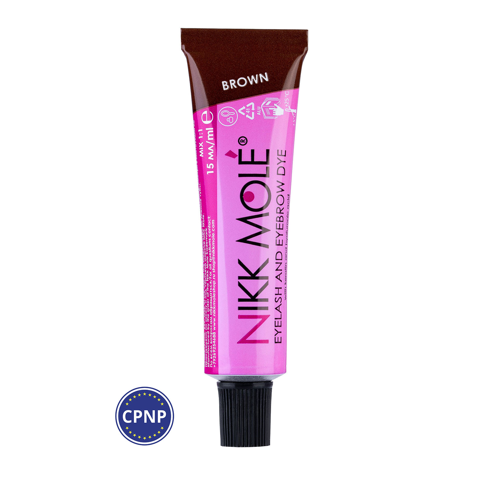Фарба для брів і вій Nikk Mole коричнева, фарба для вій брів brown